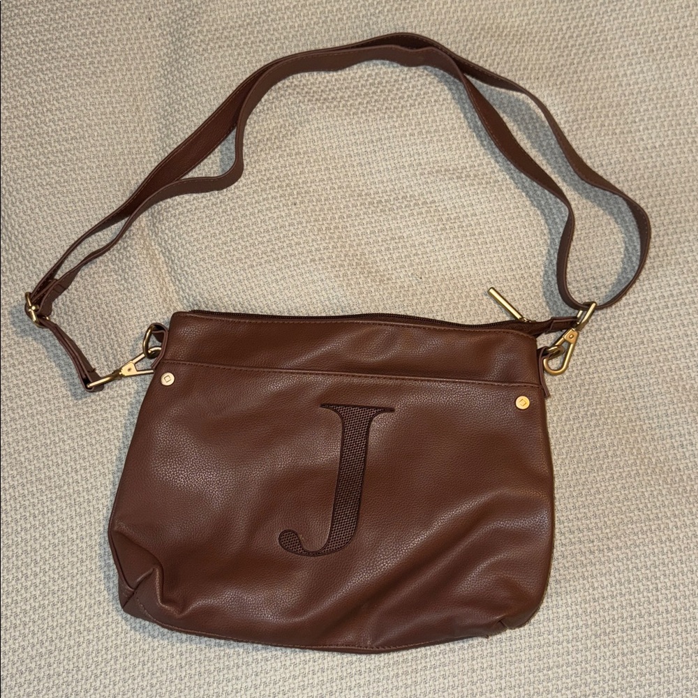 Thirty-One Brown Crossbody Bag with Initial J